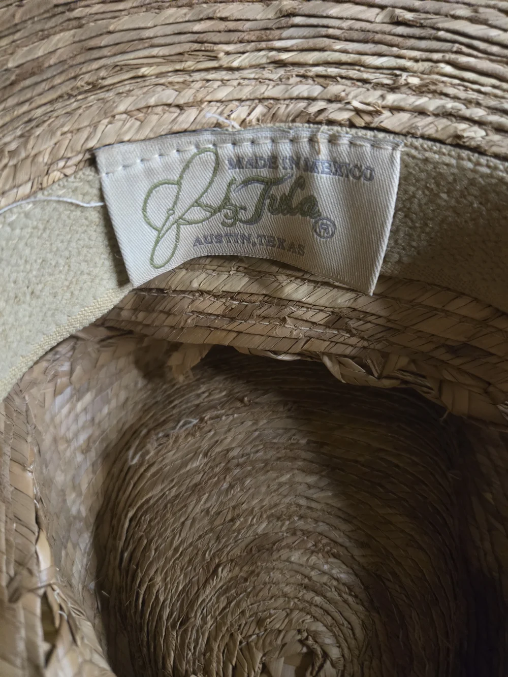Vintage JB Tula Palm Leaf Sun Hat/Cowboy Hat With Adjustable Straps